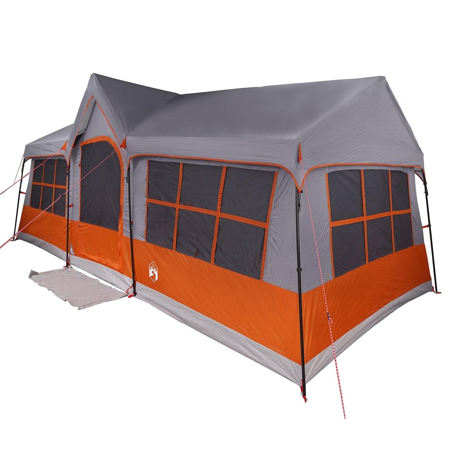 Campingzelt mit Fenstern Grau und Orange 12-Personen Wasserdicht