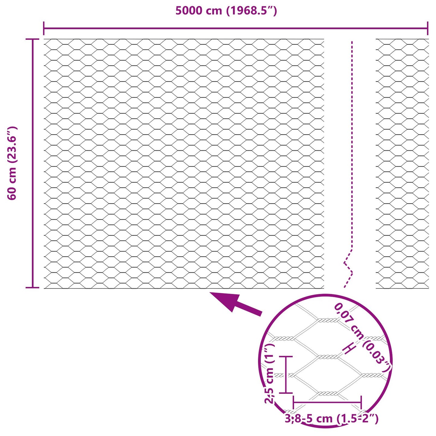 Zaunpfosten 11 Stück U-Profil Grau 60 cm Stahl, vidaXL Sechseckzaun Grau 0,6x50 m Stahl