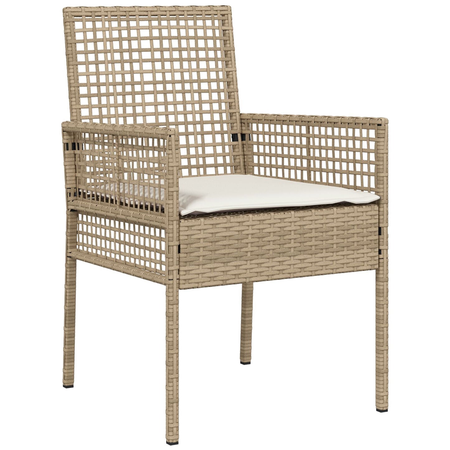 7-teilige Garten Essgruppe mit Kissen Beige Poly Rattan