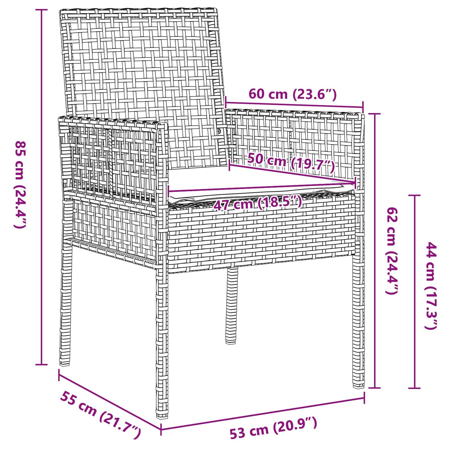 7-teilige Garten Essgruppe mit Kissen Beige Poly Rattan