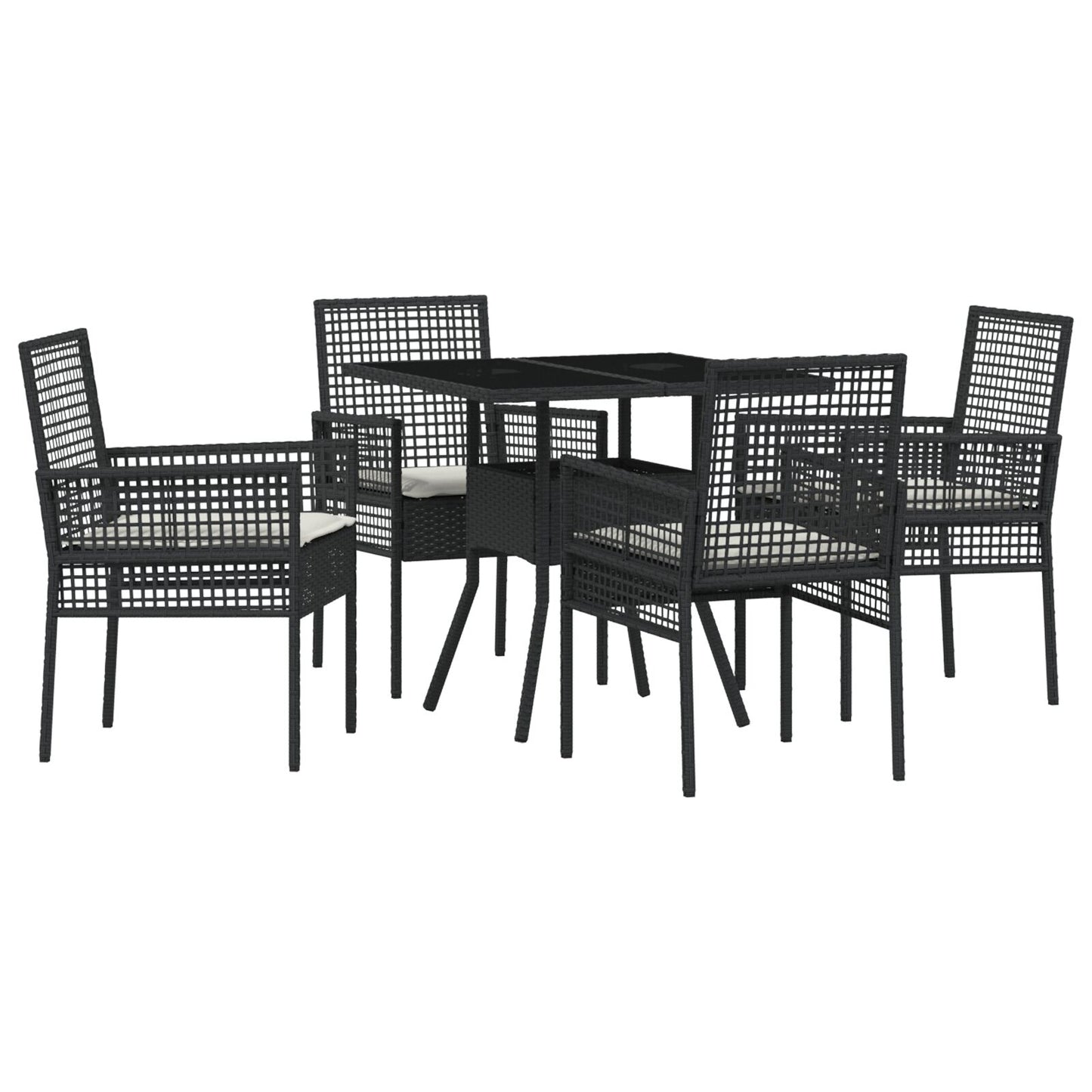5-teiliges Garten Essgruppe Schwarz Poly-Rattan