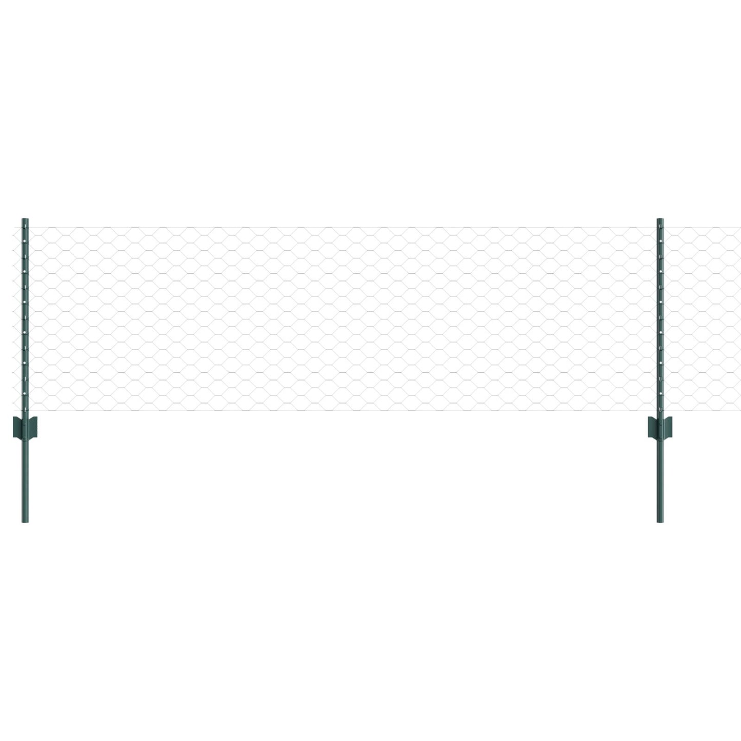 Zaunpfosten 11 Stück U-Profil Grün 60 cm Stahl, vidaXL Sechseckzaun Grün 0,6 x 50 m Stahl