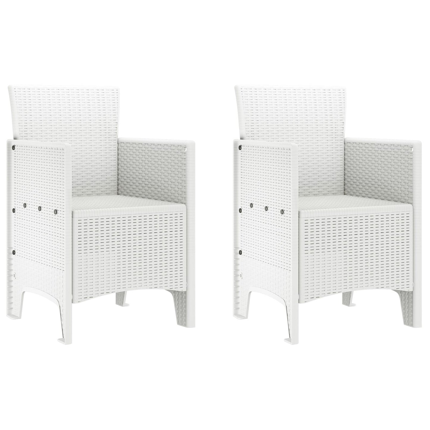 Gartenstuhl Set aus 2 Weiß Kunststoff-Rattan-Stil Standard