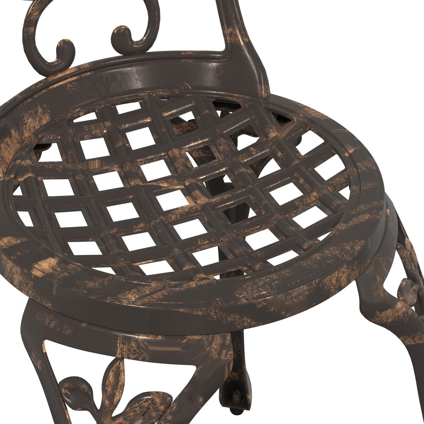 3-teiliges Garten Bistro Set aus bronziertem Gusseisen