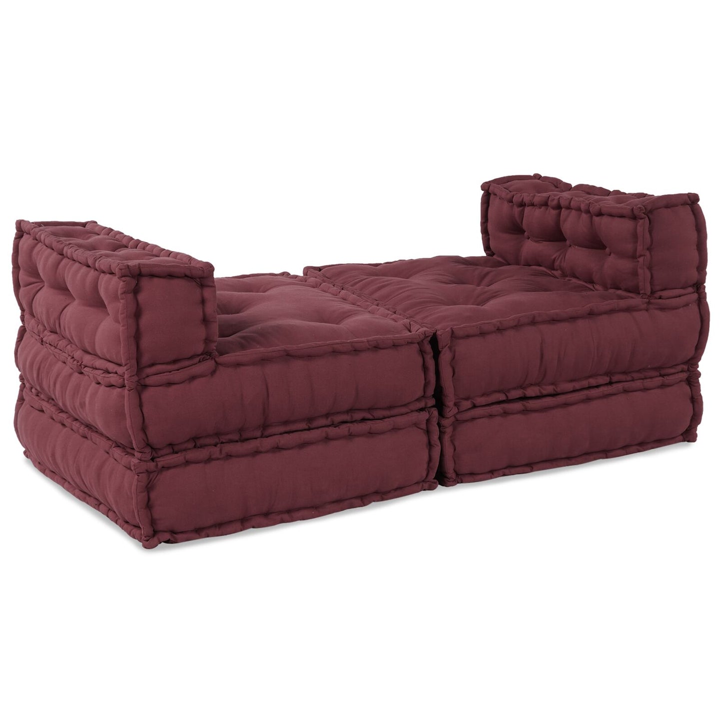 Modulare Poufs 4er Set in Burgunderrot