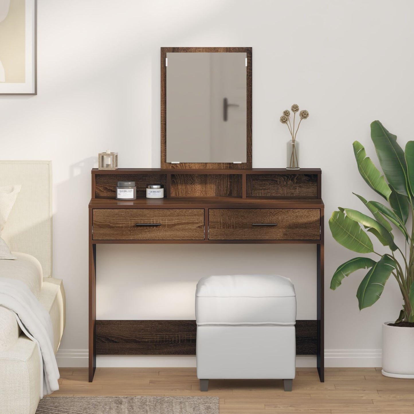 Schminktisch mit Schubladen Braun Eiche 100x41x140 cm