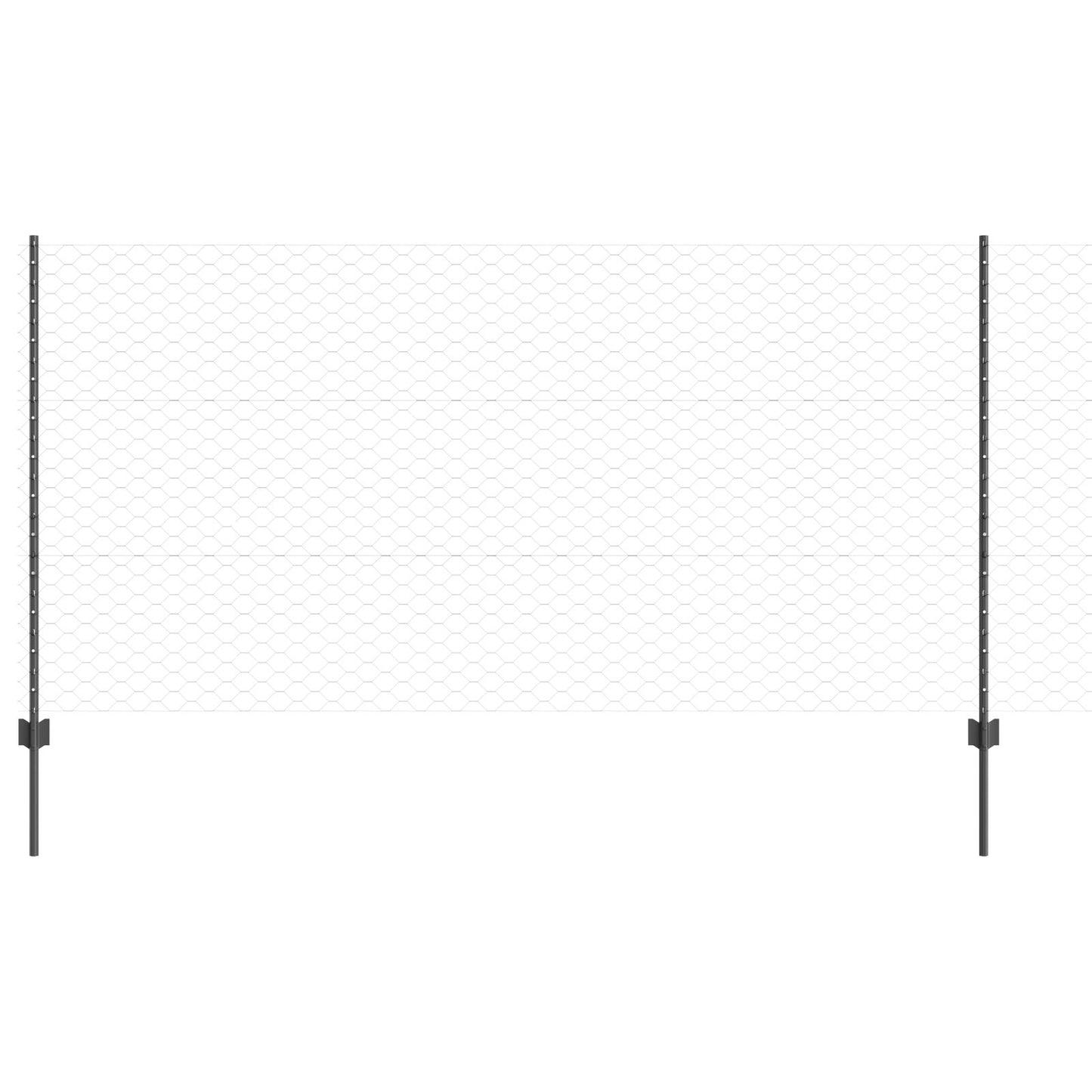 Zaunpfosten 22 Stück U-Channel Grau 120 cm Stahl, vidaXL Sechseckzaun Grau 1.2x50 m Stahl