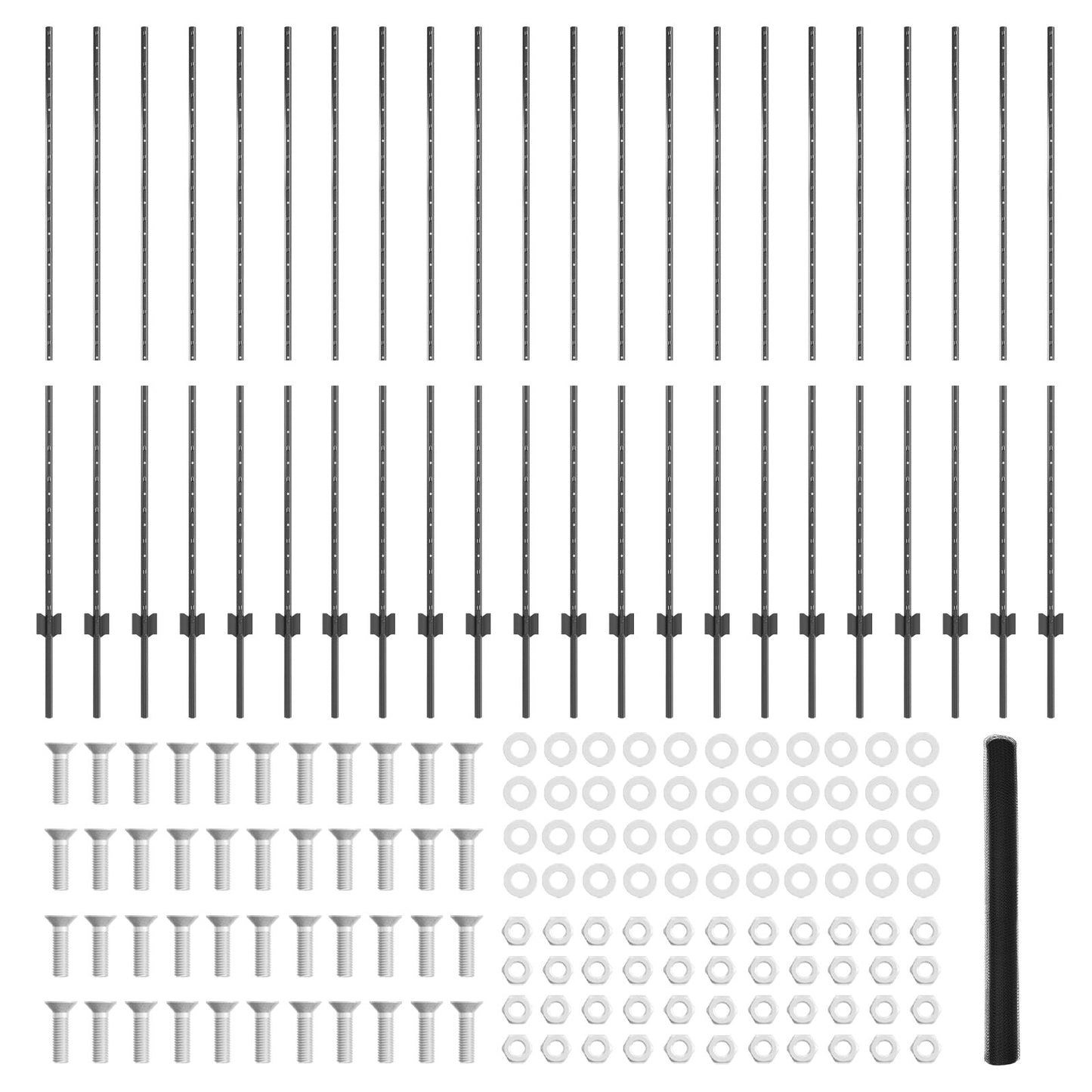 Zaunpfosten 22 Stück U-Profil Grau 150 cm Stahl, vidaXL Sechseckzaun Grau 1,5x50 m Stahl