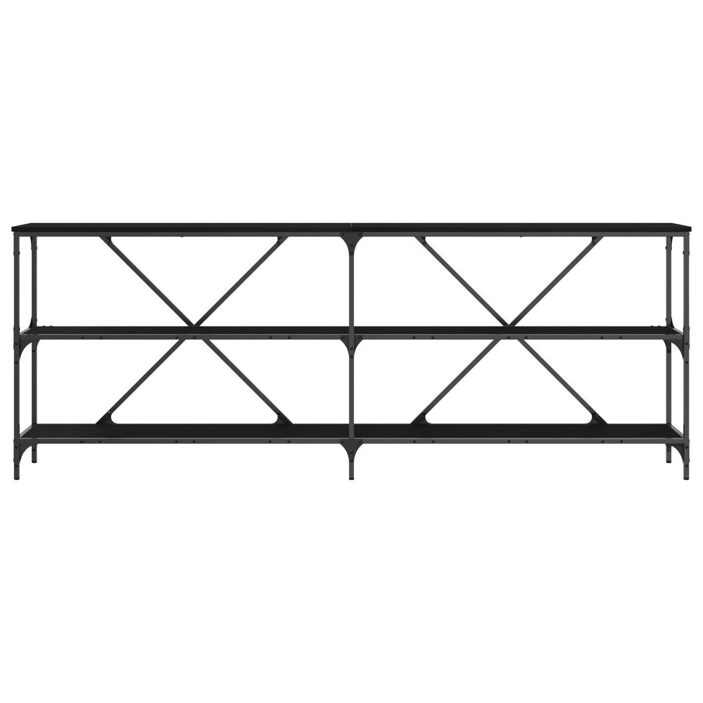 Konsolentisch Schwarz Eiche 200x30x75 cm aus Spanplatte und Stahl