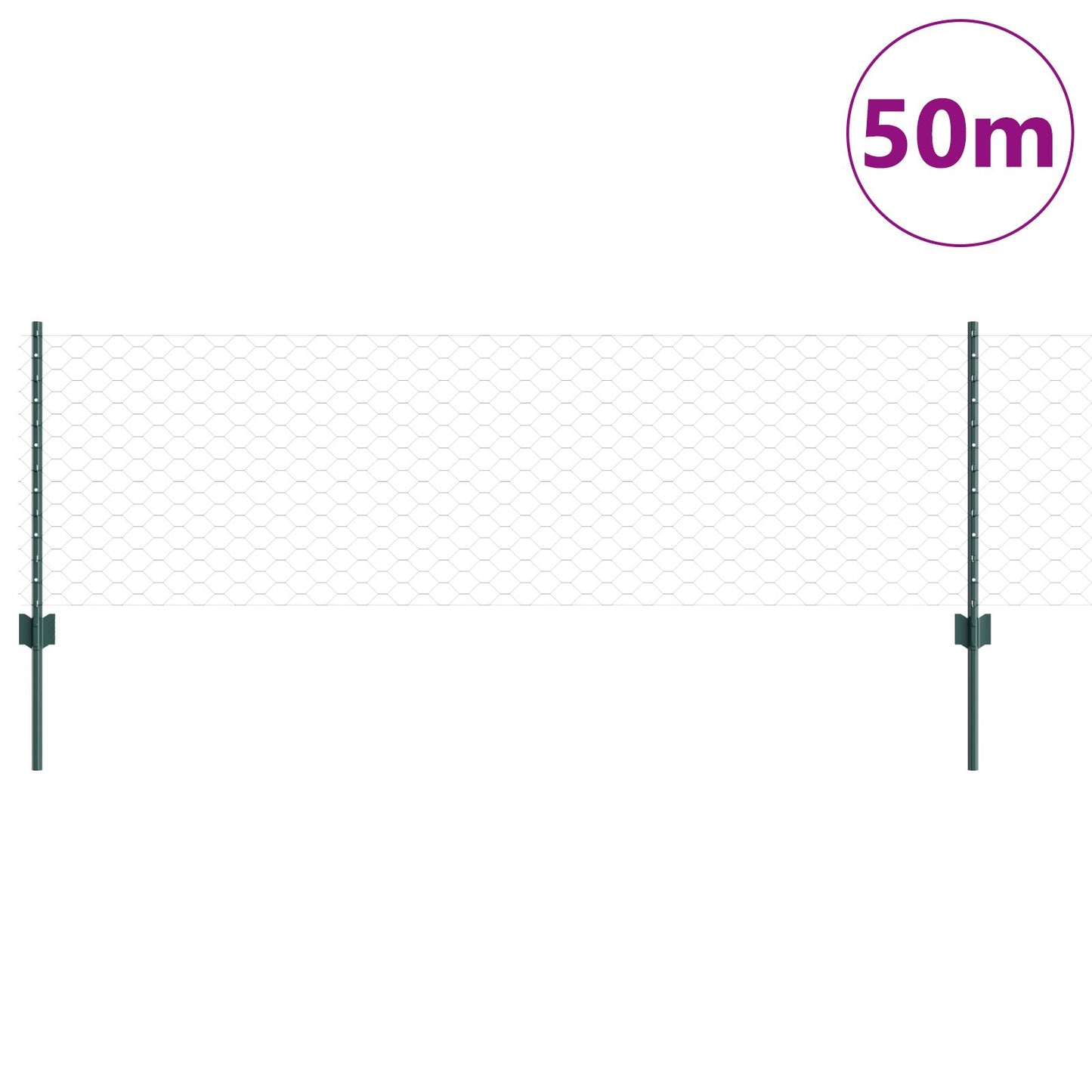 Zaunpfosten 11 Stück U-Profil Grün 60 cm Stahl, vidaXL Sechseckzaun Grün 0,6 x 50 m Stahl