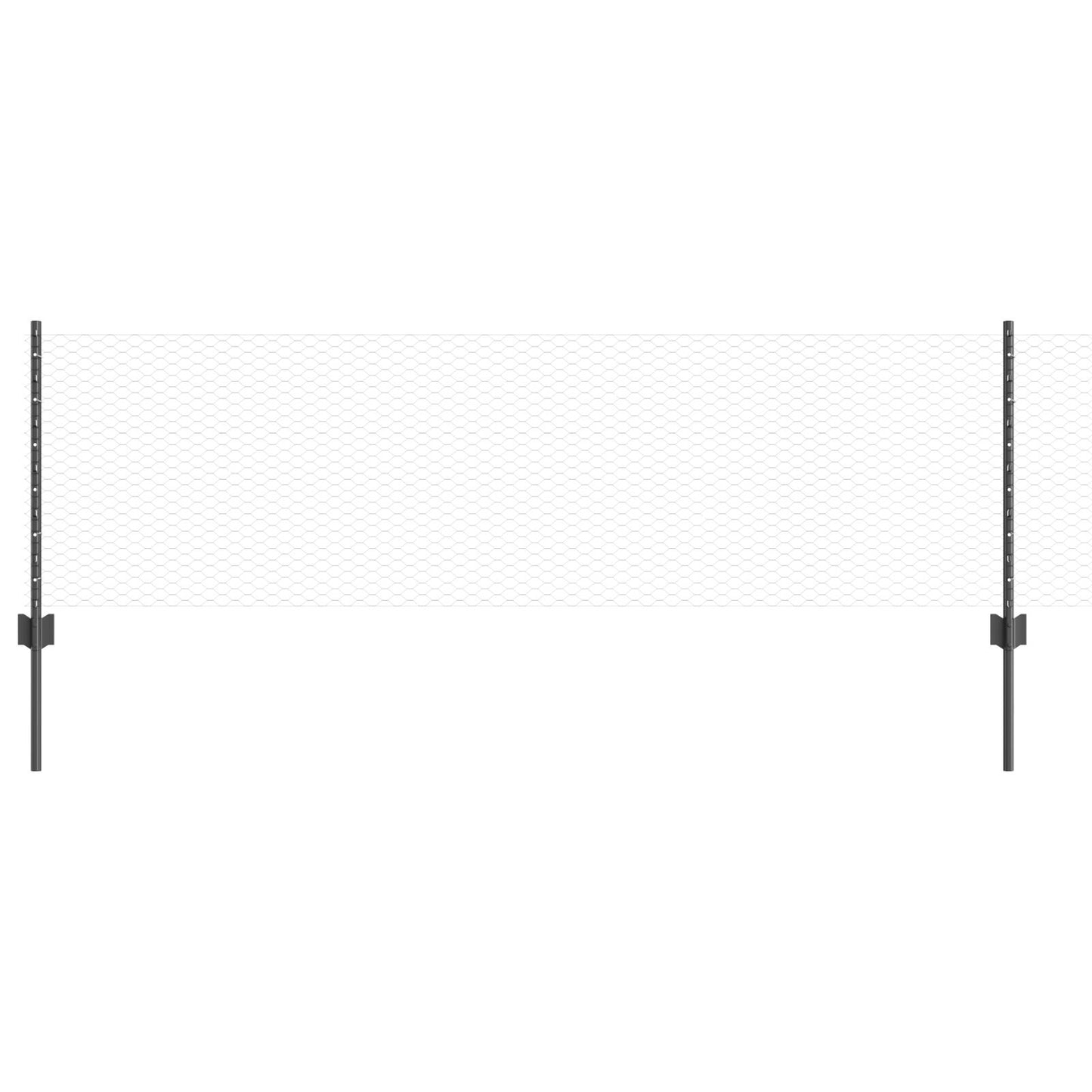 Zaunpfosten 11 Stück U-Profil Grau 60 cm Stahl, vidaXL Sechseckzaun Grau 0,6x50 m Stahl
