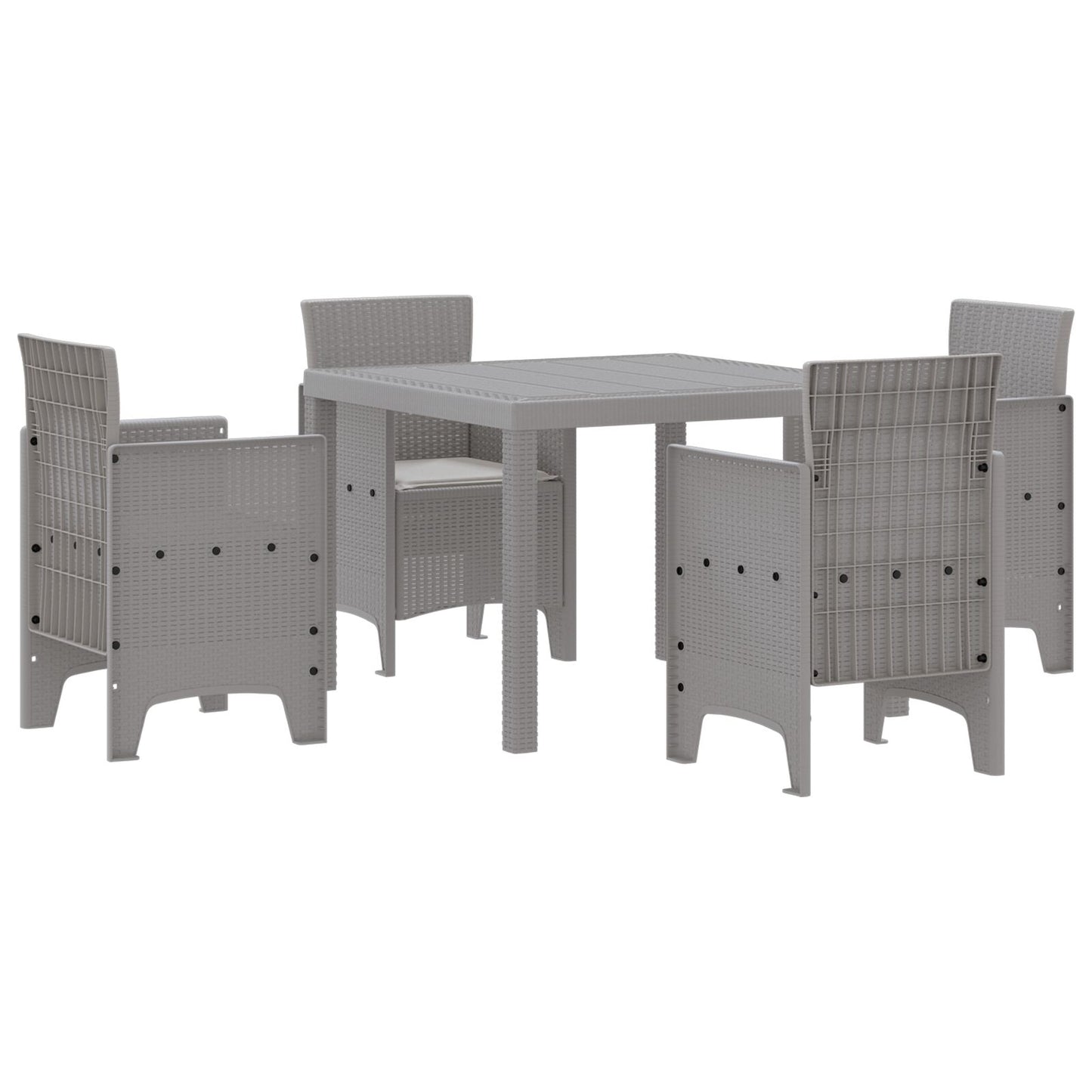 5-teiliges Garten Essgruppe mit Kissen Hellgrau Poly Rattan