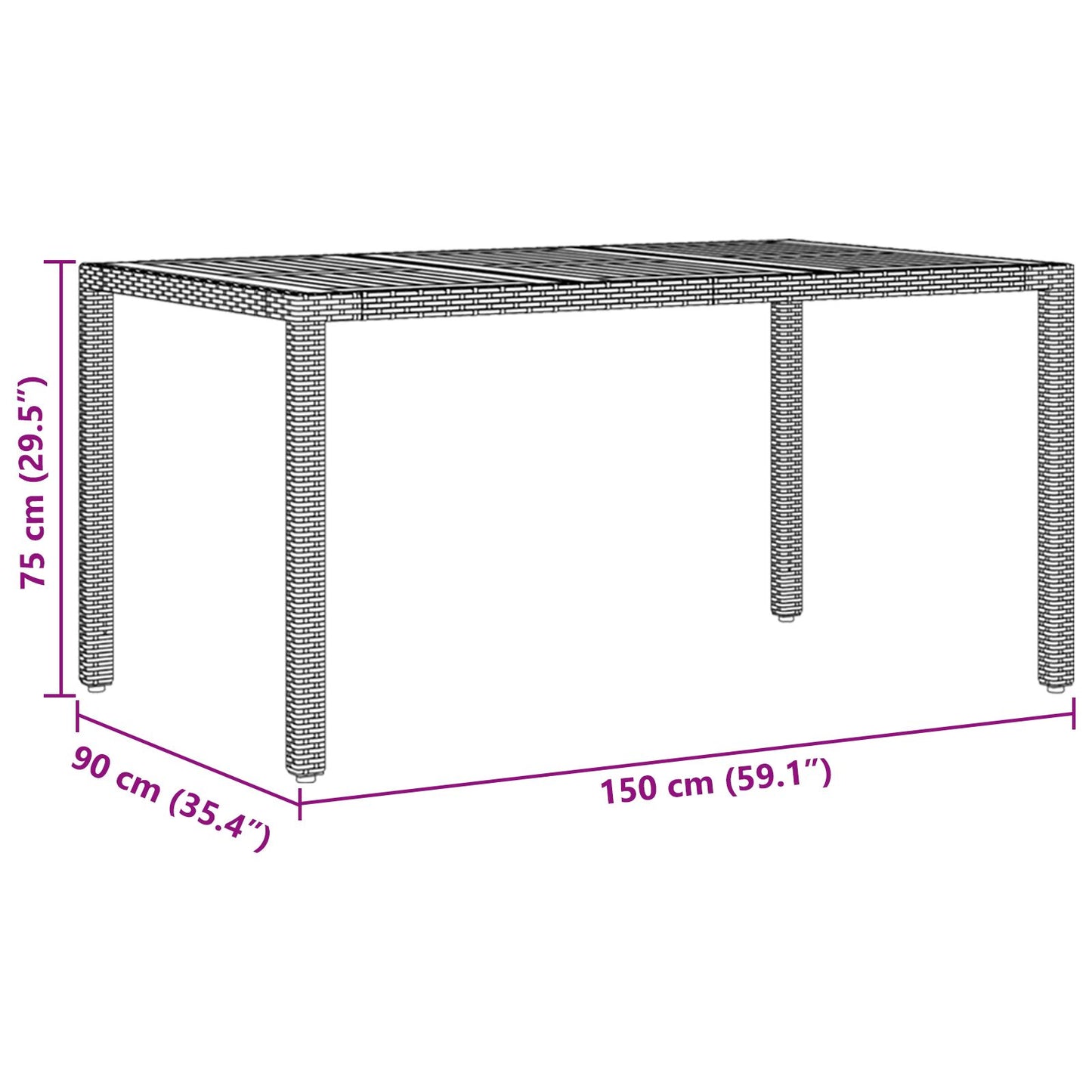 7-teilige Essgruppe für den Garten mit Kissen in Schwarz aus Poly-Rattan