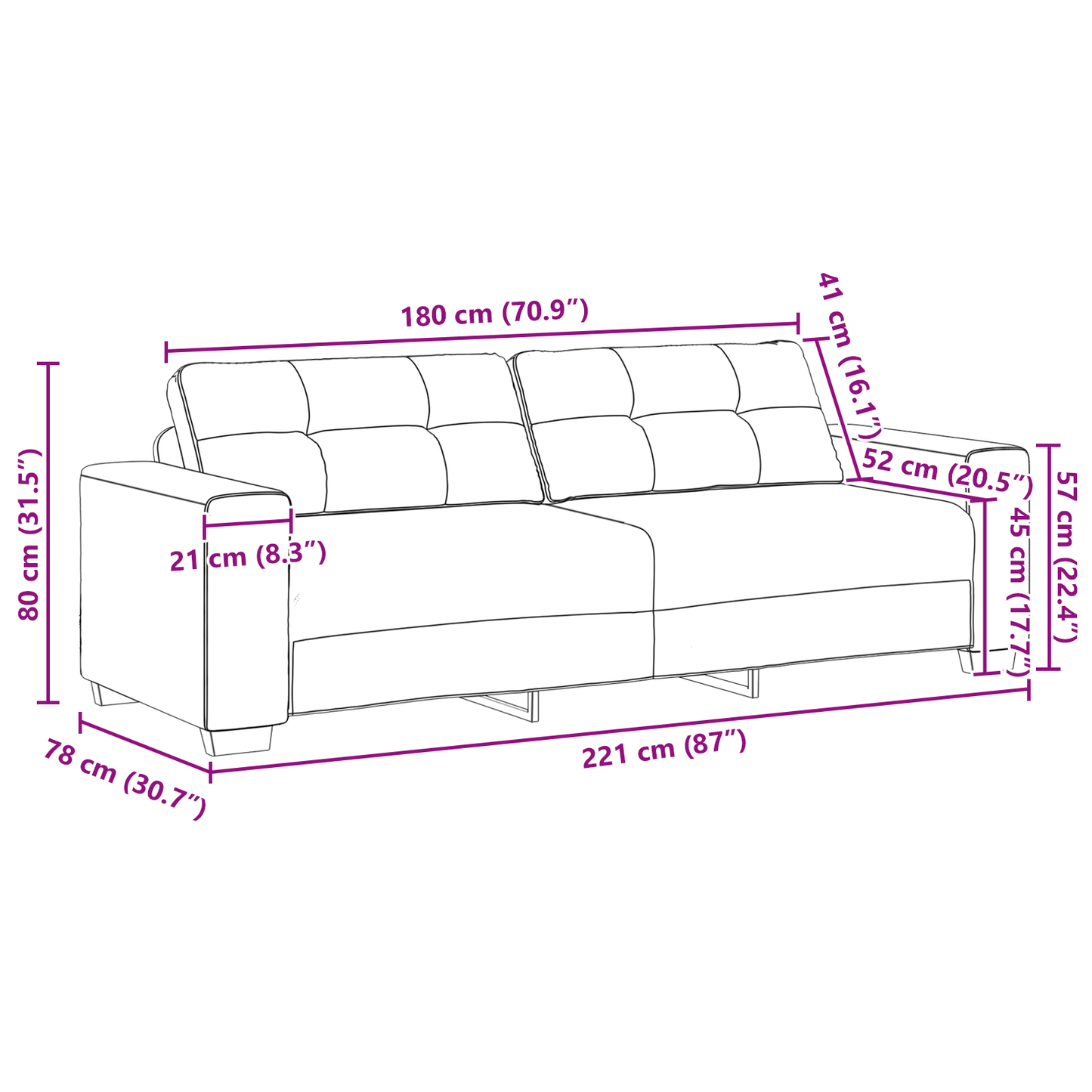 Sofa Set mit Kissen mit Kissen Weinrot Stoff