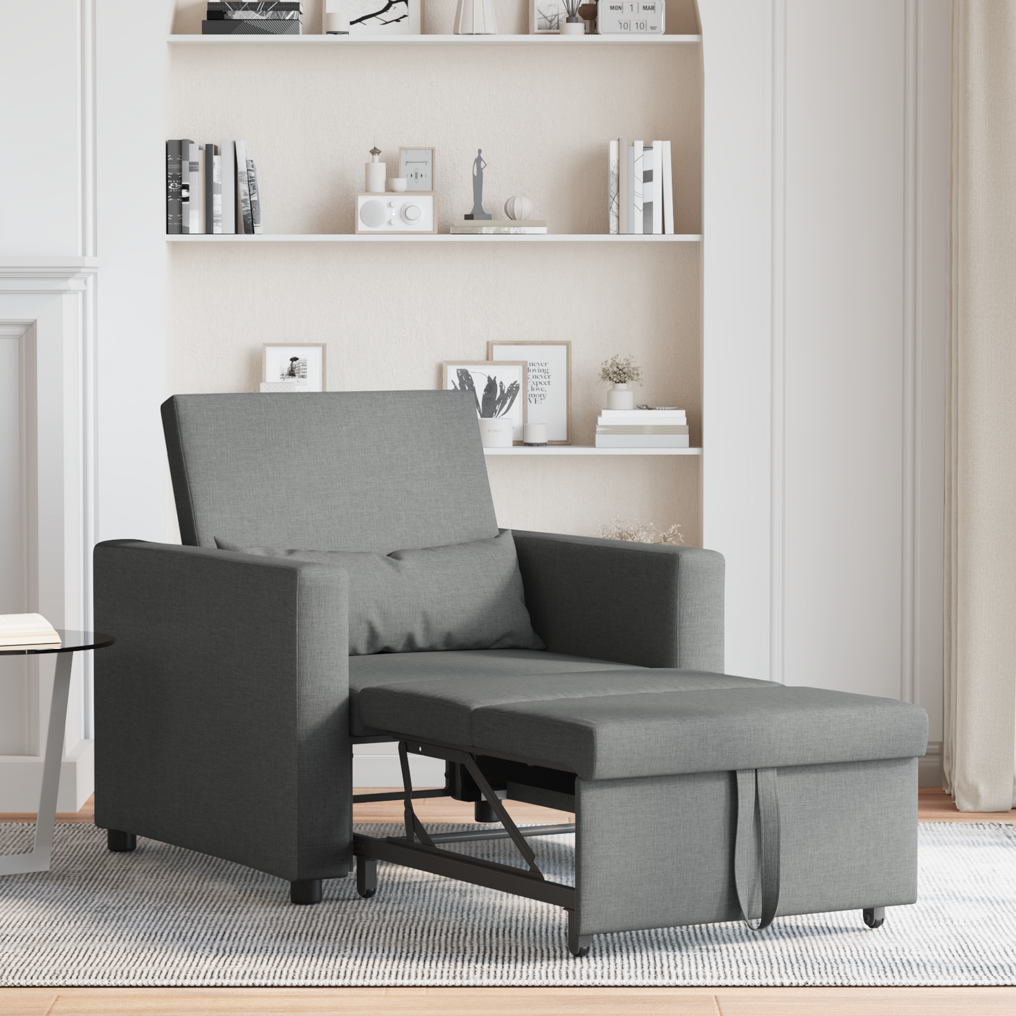 3-in-1 Einzelsofabett umwandelbar Dunkelgrau Stoff