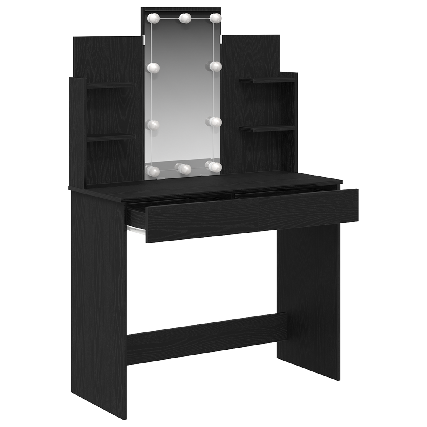 Schminktisch mit Regal Schwarz Eichen-Optik 96 x 40 x 142 cm