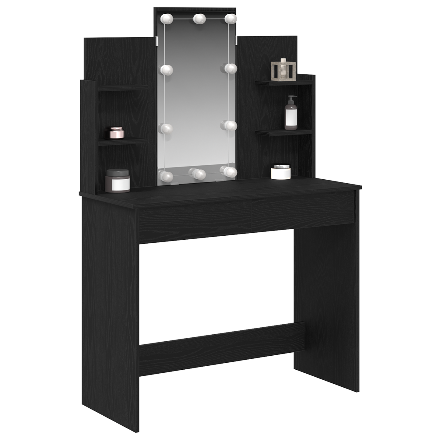Schminktisch mit Regal Schwarz Eichen-Optik 96 x 40 x 142 cm