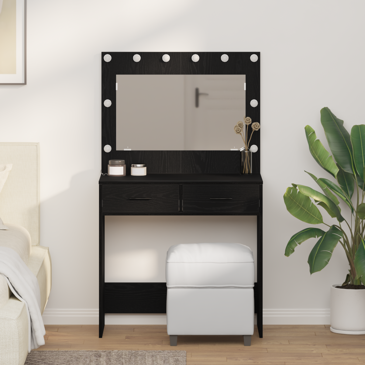 Schminktisch Schwarze Eiche 78,5 x 41 x 135 cm Holzwerkstoff