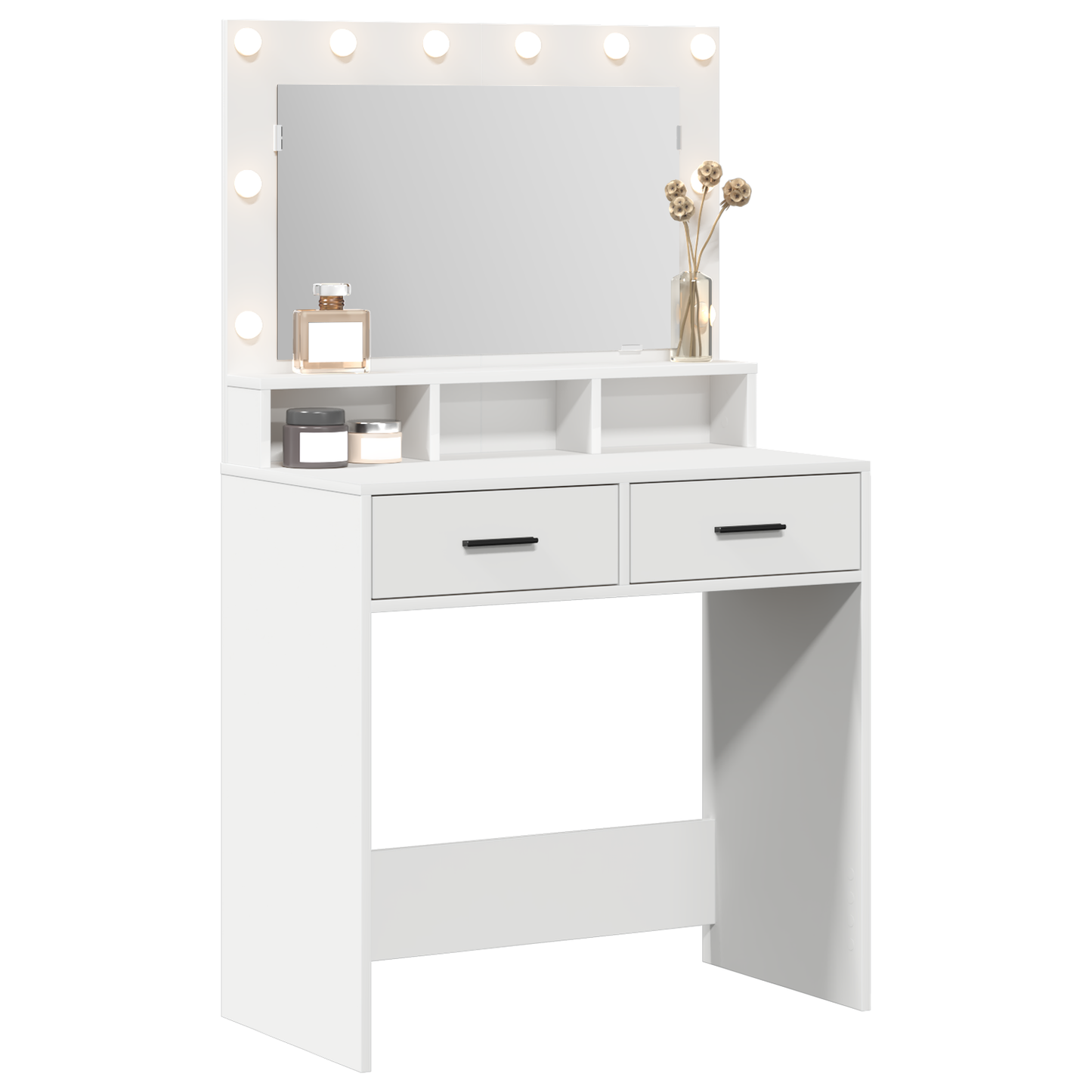 Schminktisch mit Schubladen Weiß 79 x 41 x 135 cm Holzwerkstoff