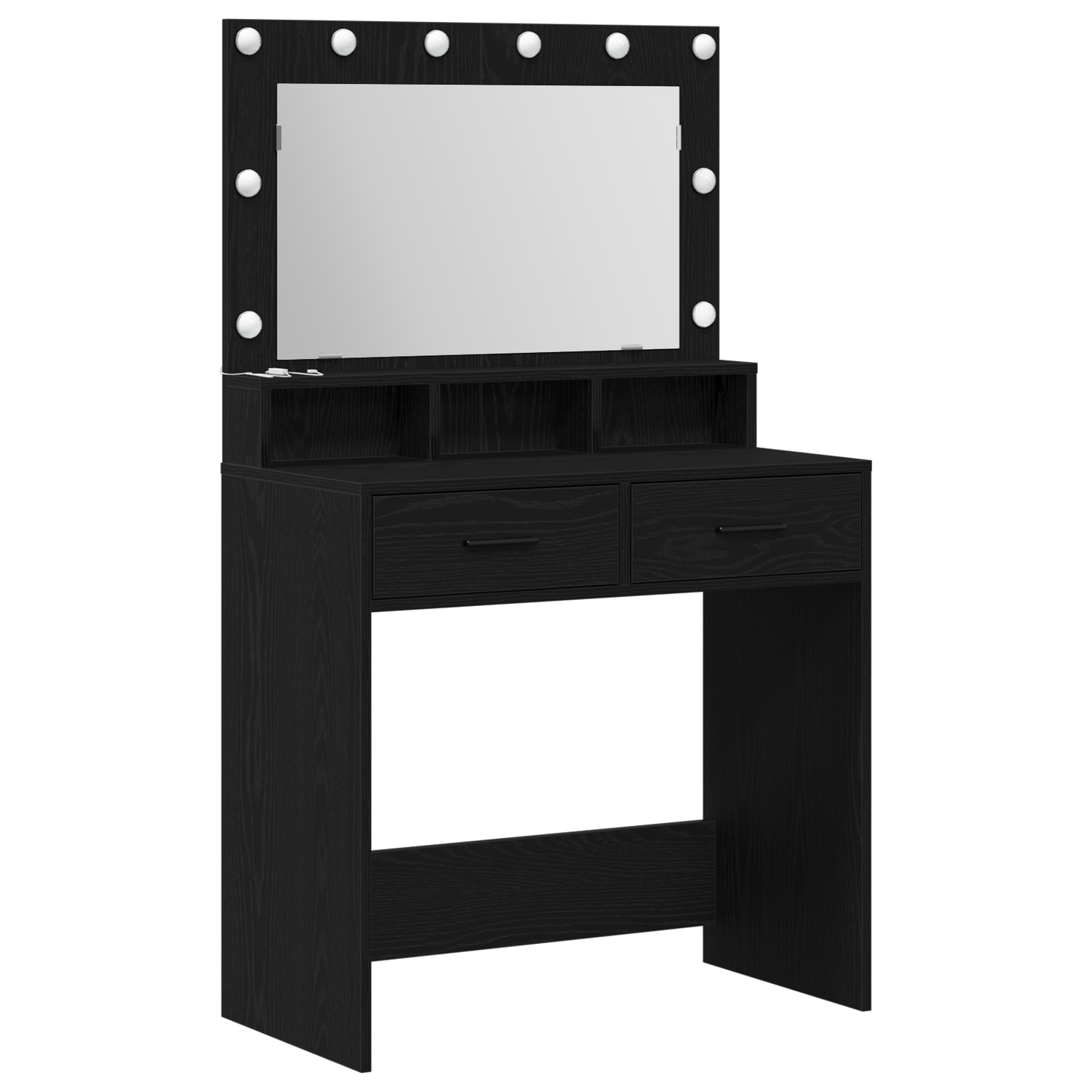 Schminktisch mit Regal Schwarz Eichen-Optik 79 x 41 x 135 cm