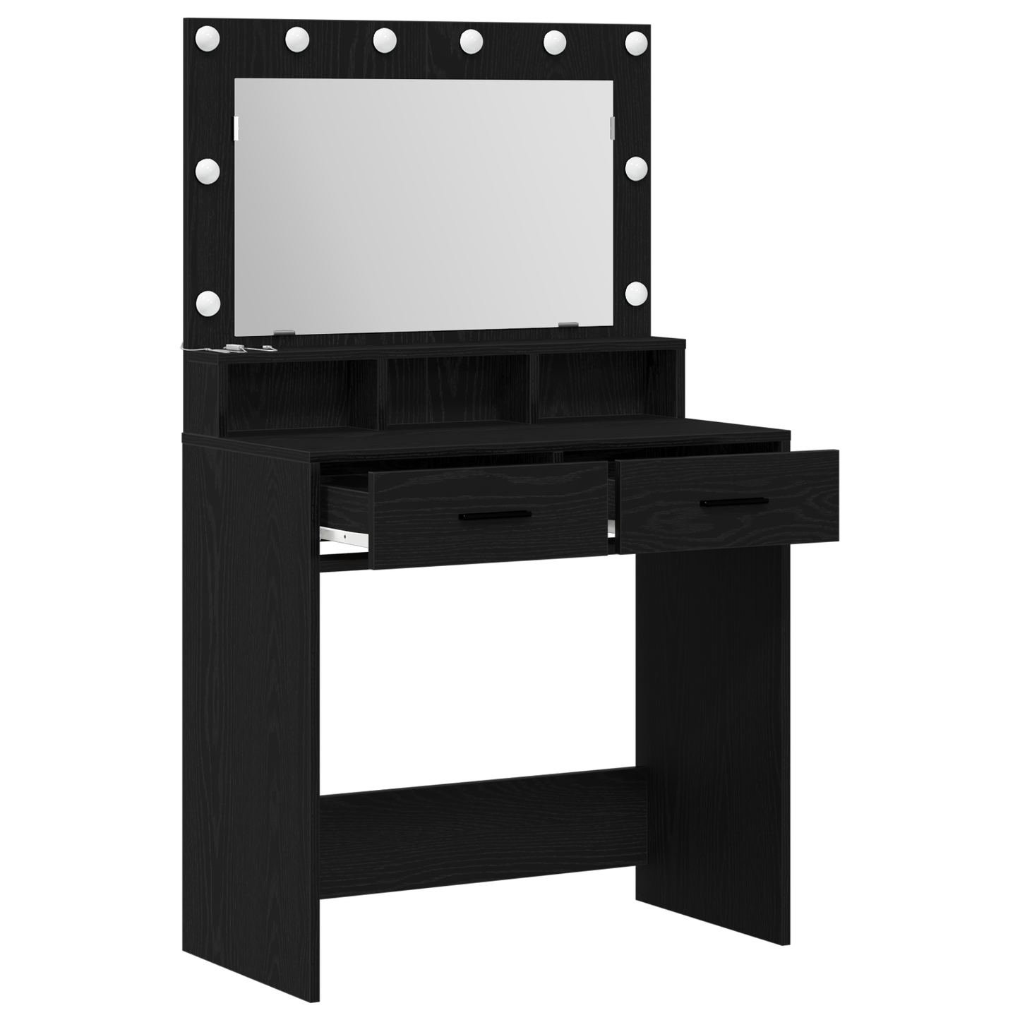Schminktisch mit Regal Schwarz Eichen-Optik 79 x 41 x 135 cm
