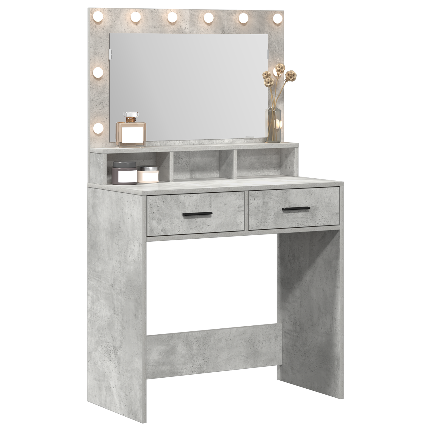 Schminktisch mit Regal Betongrau 79 x 41 x 135 cm Holzwerkstoff