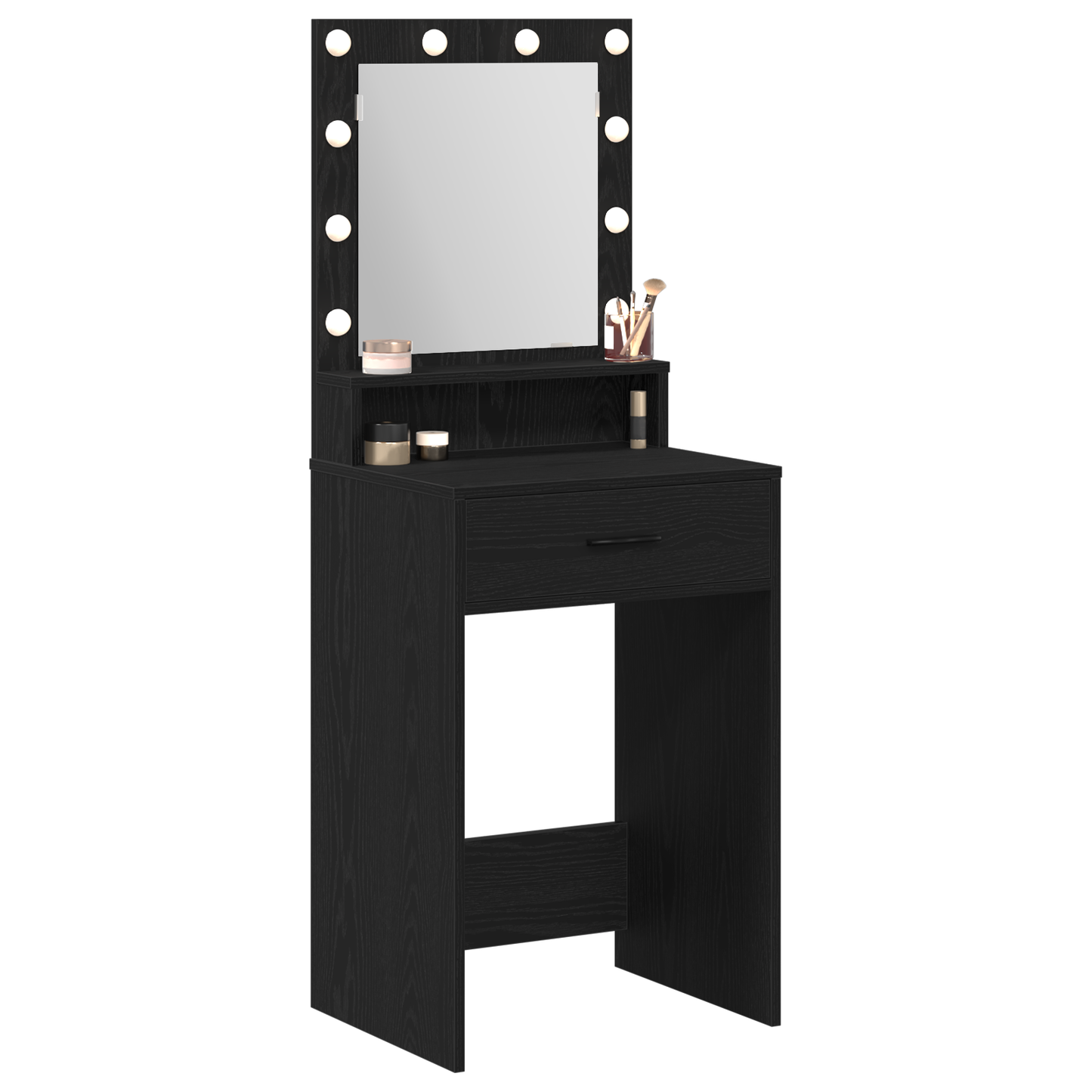 Schminktisch mit Regal Schwarz Eichen-Optik 50 x 41 x 135 cm