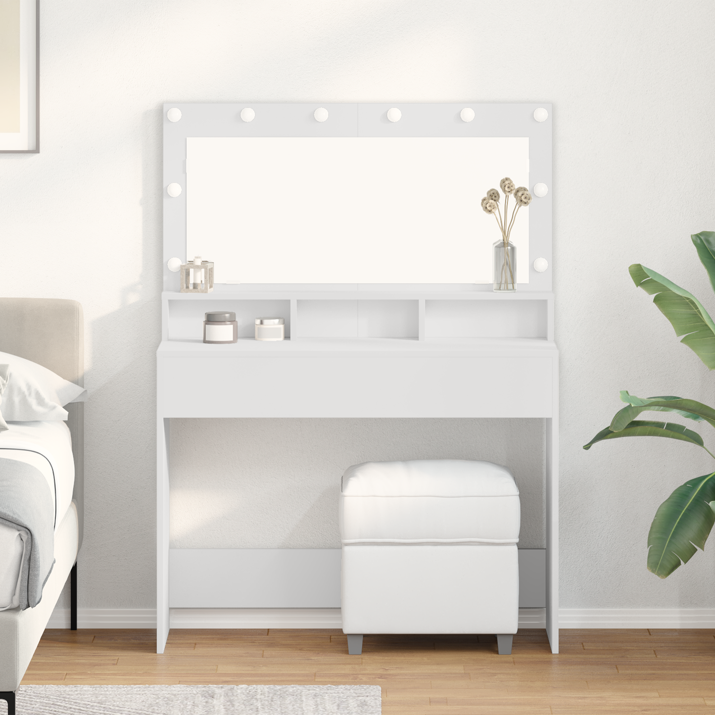 Schminktisch mit Regal Weiß 100 x 41 x 135 cm Holzwerkstoff