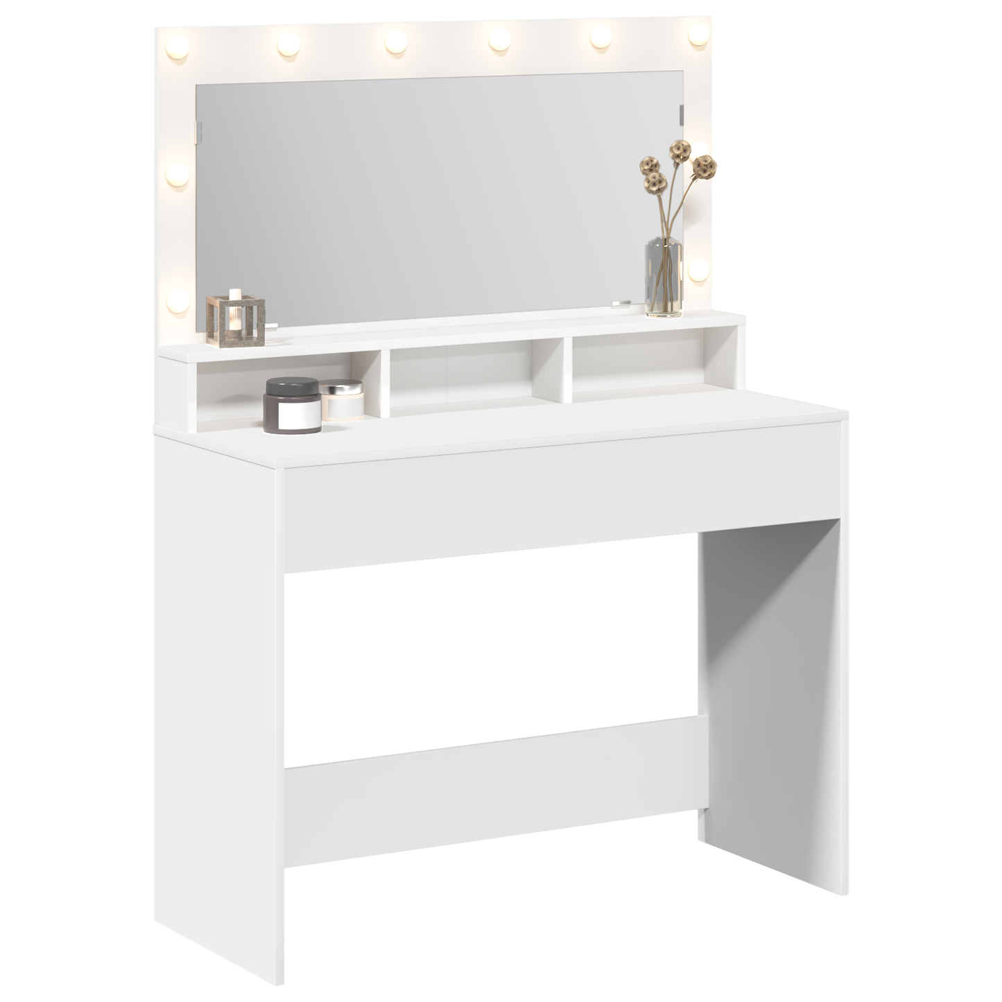 Schminktisch mit Regal Weiß 100 x 41 x 135 cm Holzwerkstoff
