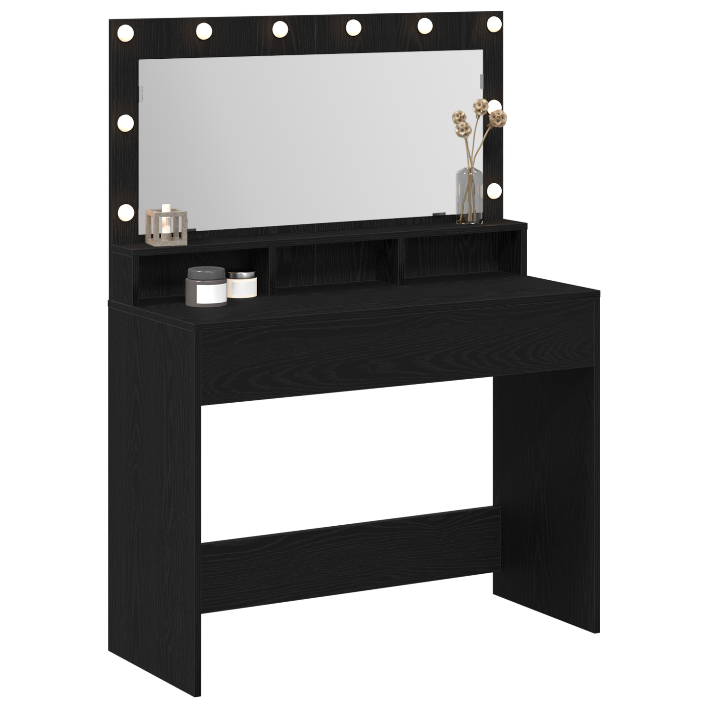 Schminktisch mit Regal Schwarz Eichen-Optik 100 x 41 x 135 cm