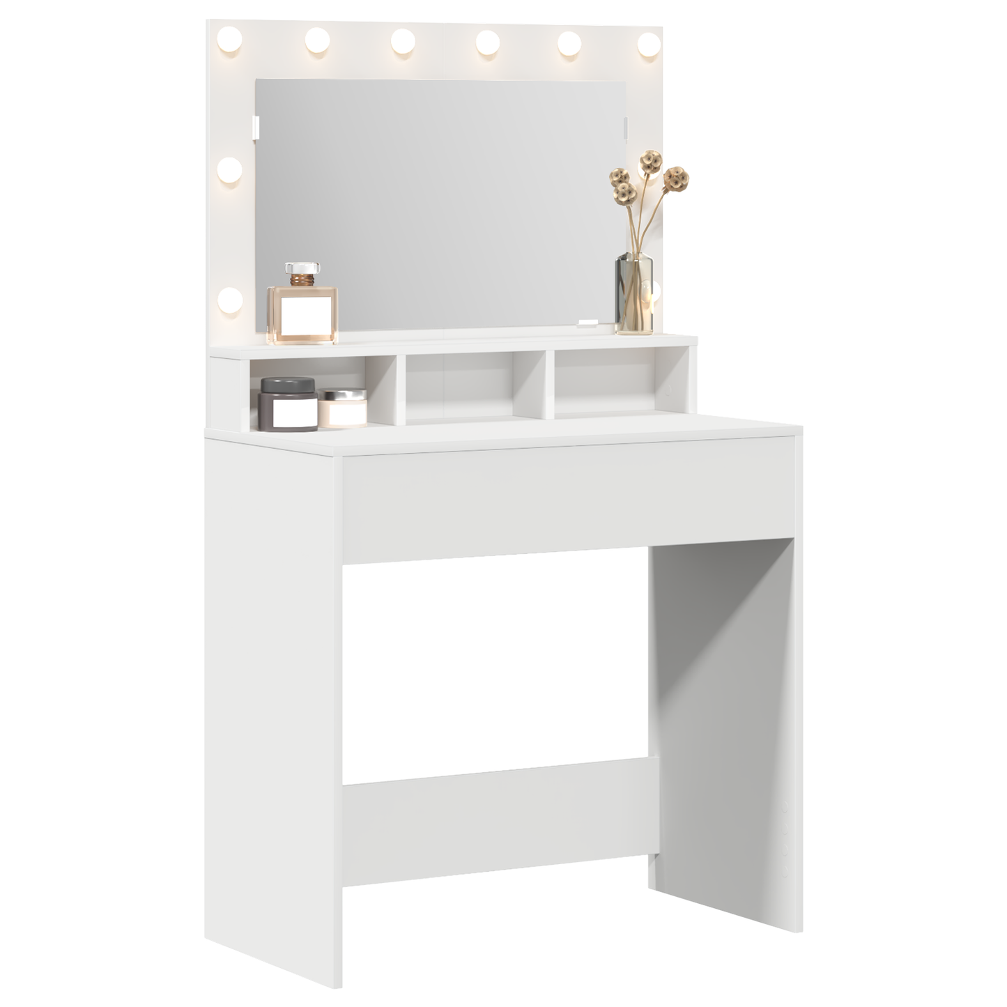 Schminktisch mit Regal Weiß 79 x 41 x 135 cm Holzwerkstoff