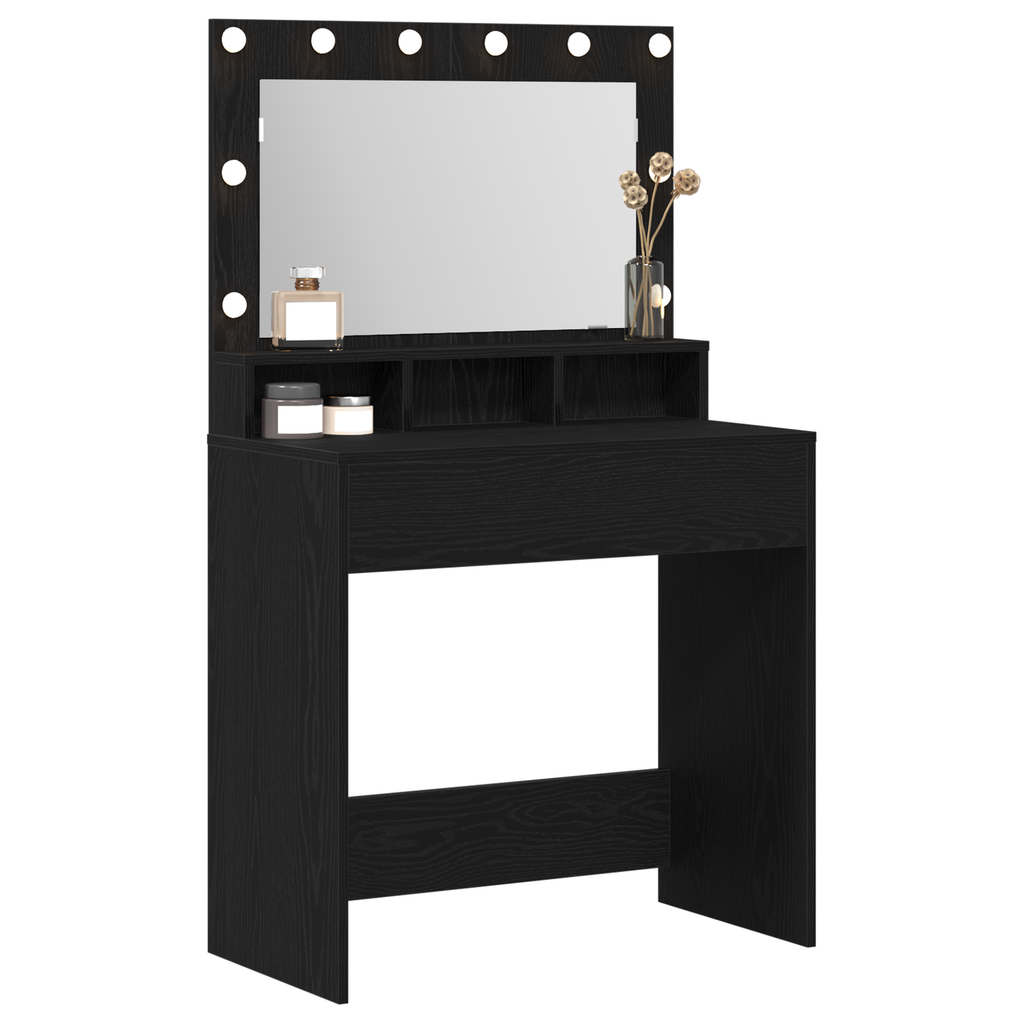 Schminktisch mit Regal Schwarz Eichen-Optik 79 x 41 x 135 cm