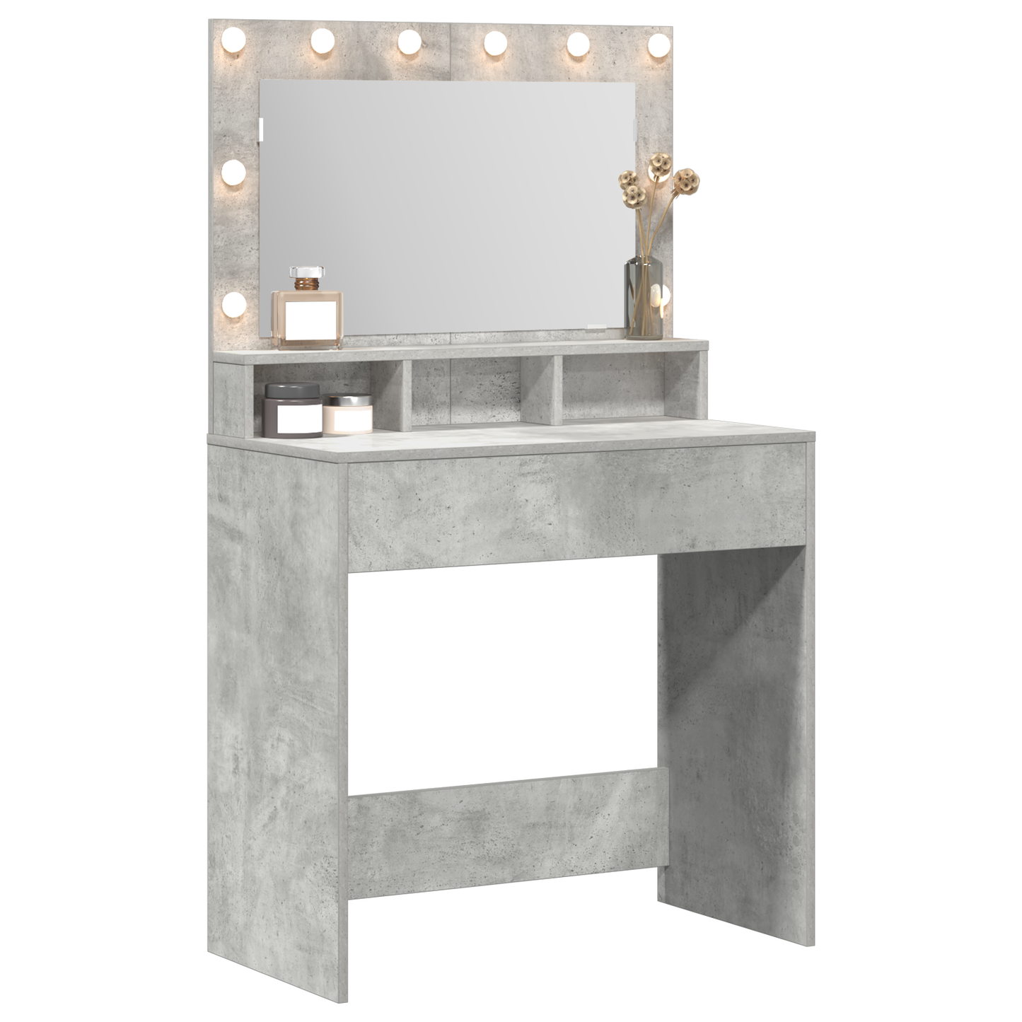 Schminktisch mit Regal Betongrau 79 x 41 x 135 cm Holzwerkstoff
