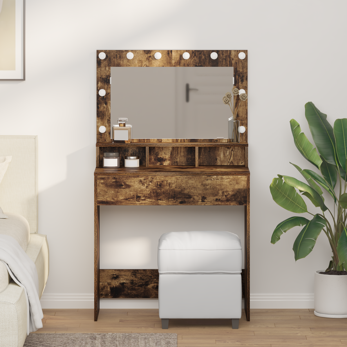 Schminktisch Geräucherte Eiche 79 x 41 x 135 cm Holzwerkstoff