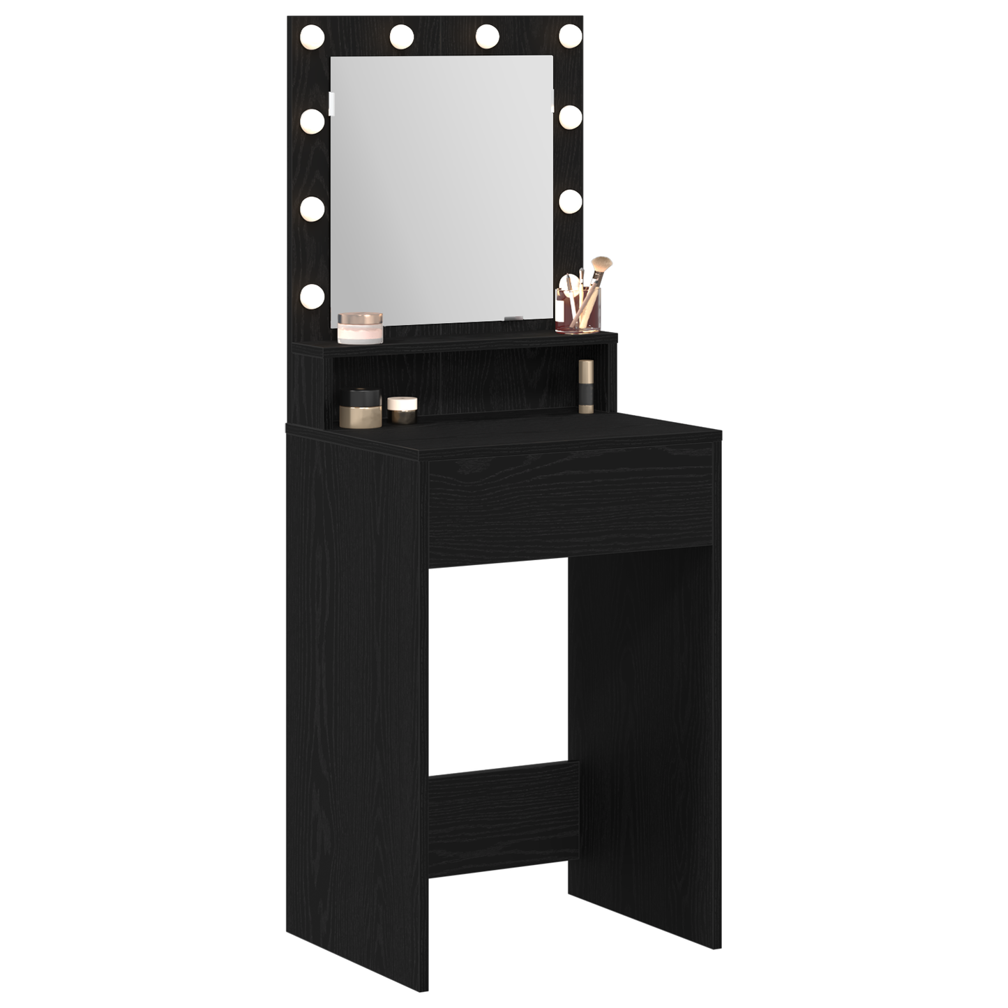 Schminktisch mit Regal Schwarz Eichen-Optik 50 x 41 x 135 cm