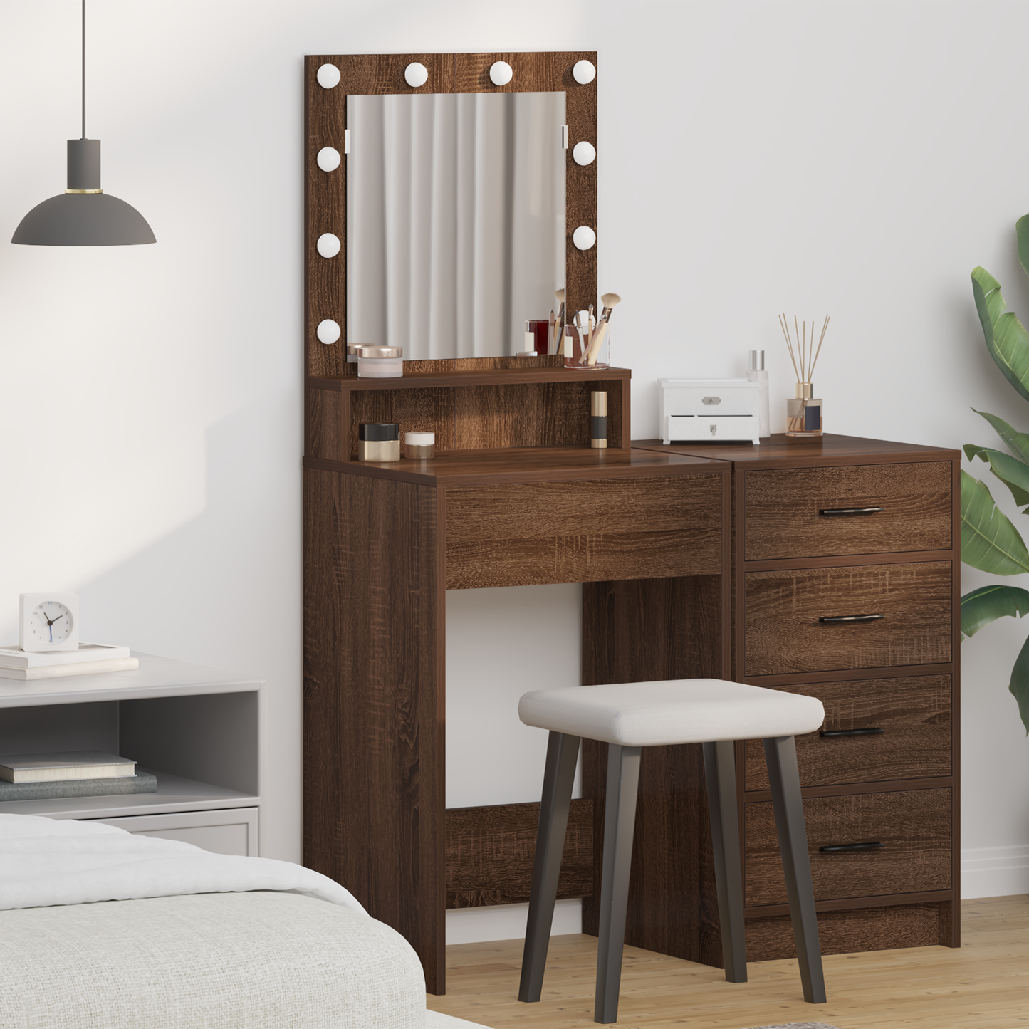 Schminktisch Braun Eichen-Optik 50 x 41 x 135 cm Holzwerkstoff