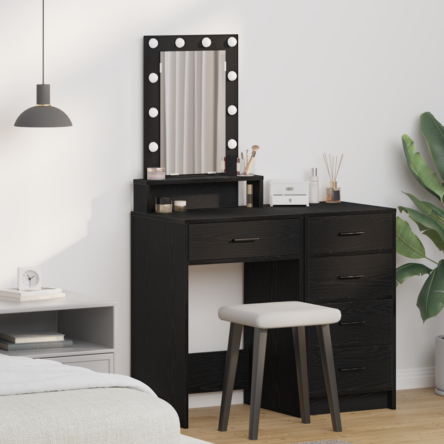 Schminktisch mit Spiegel Schwarz 50 x 41 x 140 cm Holzwerkstoff