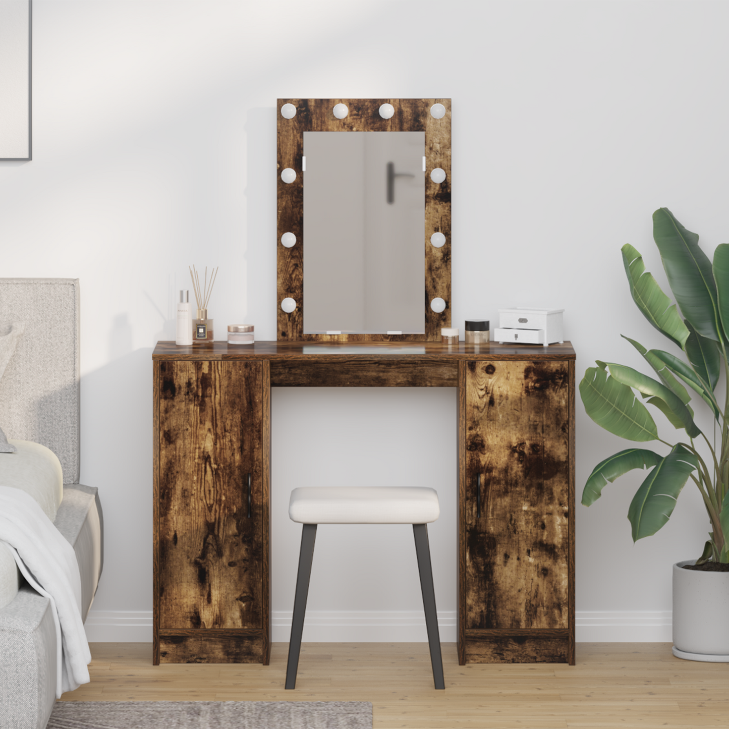 Schminktisch mit Speicher Braun 102 x 33 x 135 cm Holzwerkstoff