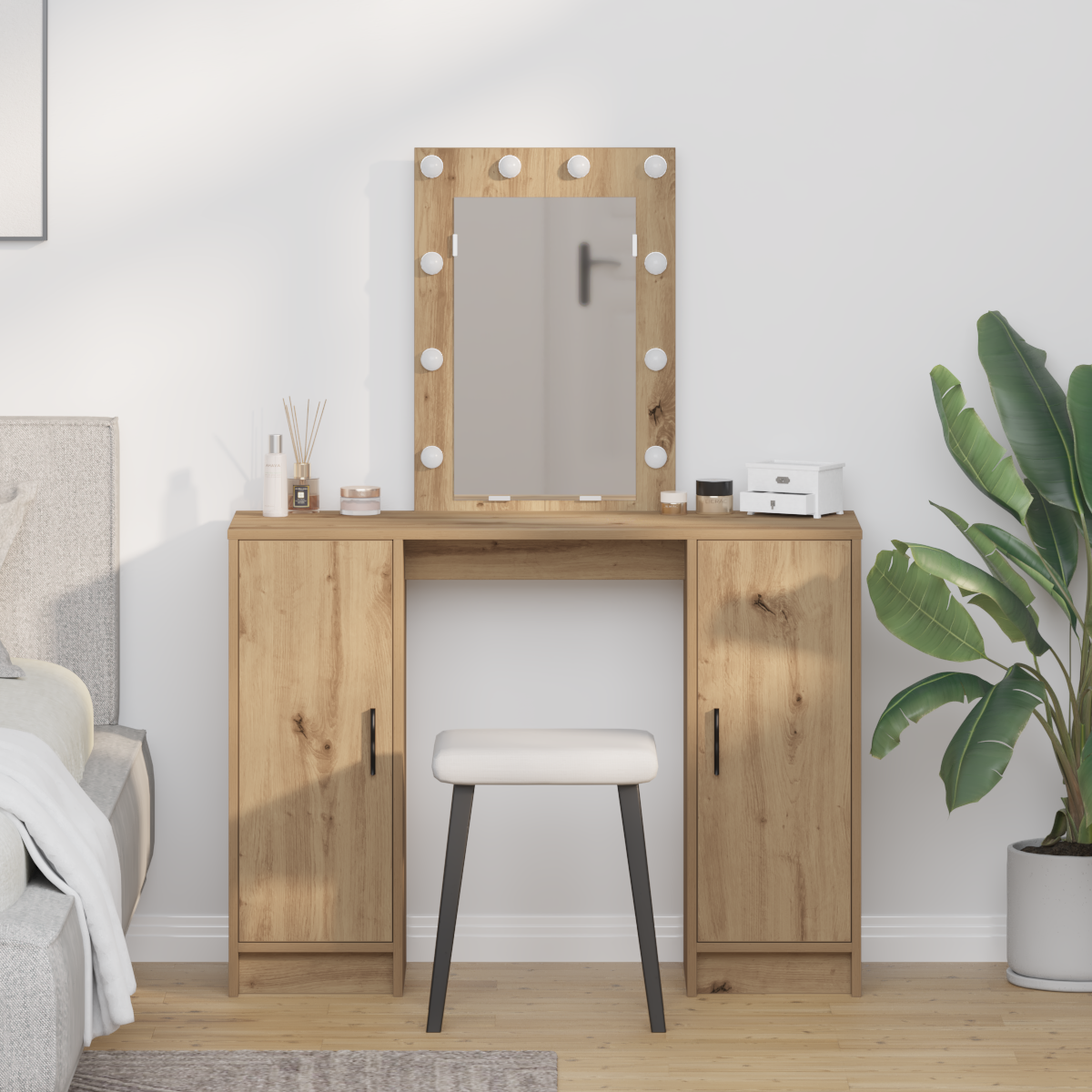 Schminktisch mit Speicher Braun 102 x 33 x 135 cm Holzwerkstoff
