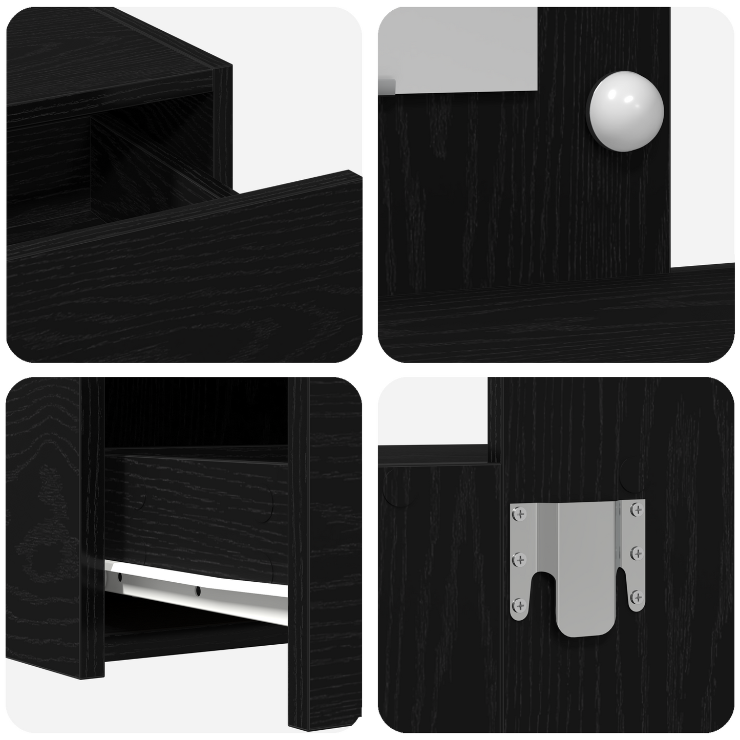 Schminktisch mit Speicher Schwarz 83 x 40 x 70 cm Holzwerkstoff