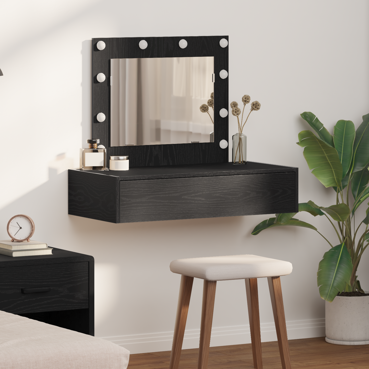 Schminktisch mit Speicher Schwarz 83 x 40 x 70 cm Holzwerkstoff