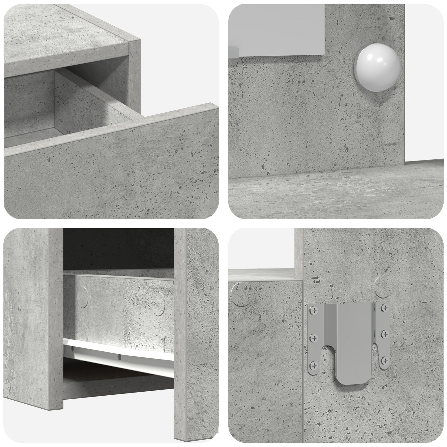 Schminktisch mit Schubladen Grau 100 x 40 x 70 cm Holzwerkstoff
