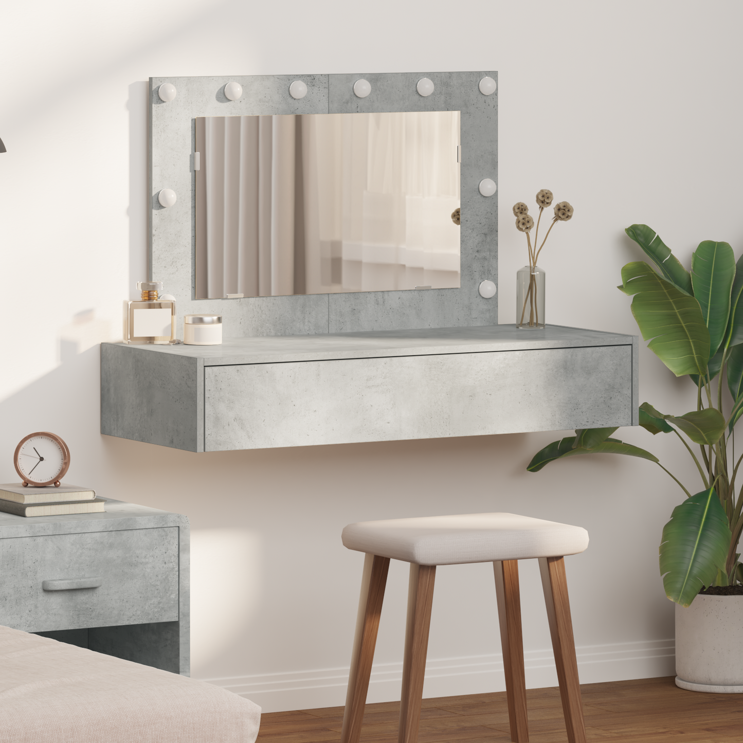 Schminktisch mit Schubladen Grau 100 x 40 x 70 cm Holzwerkstoff