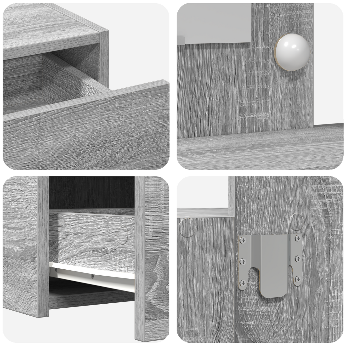 Schminktisch mit Schubladen Grau 100 x 40 x 70 cm Holzwerkstoff