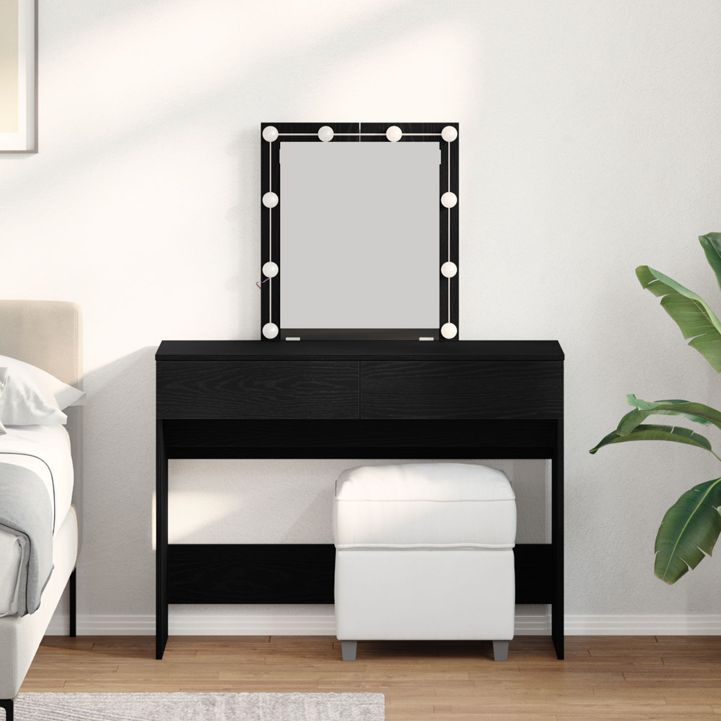 Schminktisch Schwarz Eichen-Optik 100 x 40 x 130 cm