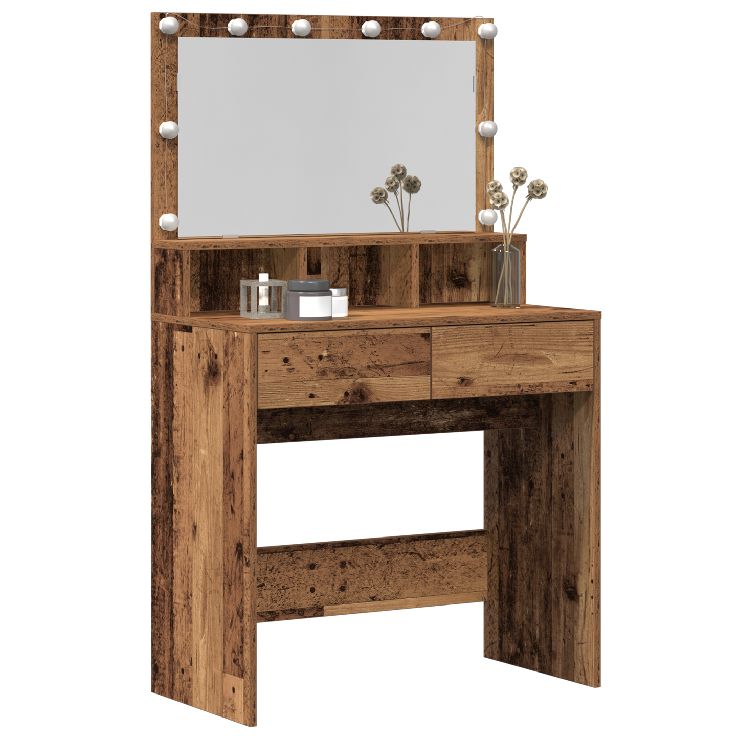 Schminktisch mit Regal Altholz 80 x 41 x 134,5 cm Holzwerkstoff