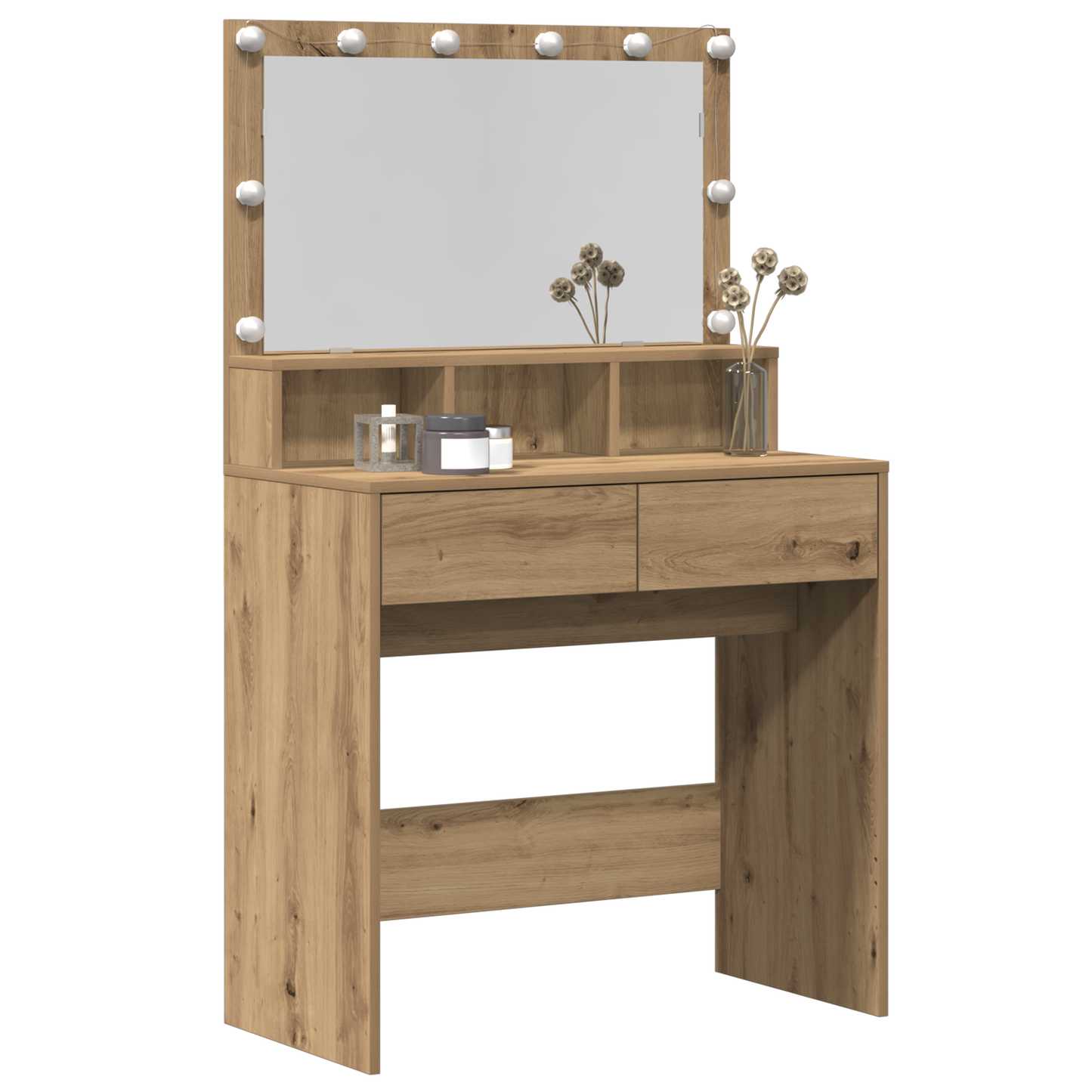 Schminktisch mit Regal Eiche handwerklich 80 x 41 x 134,5 cm