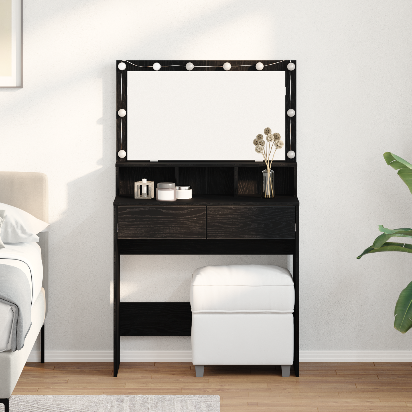 Schminktisch Schwarze Eiche 80 x 41 x 134,5 cm Holzwerkstoff