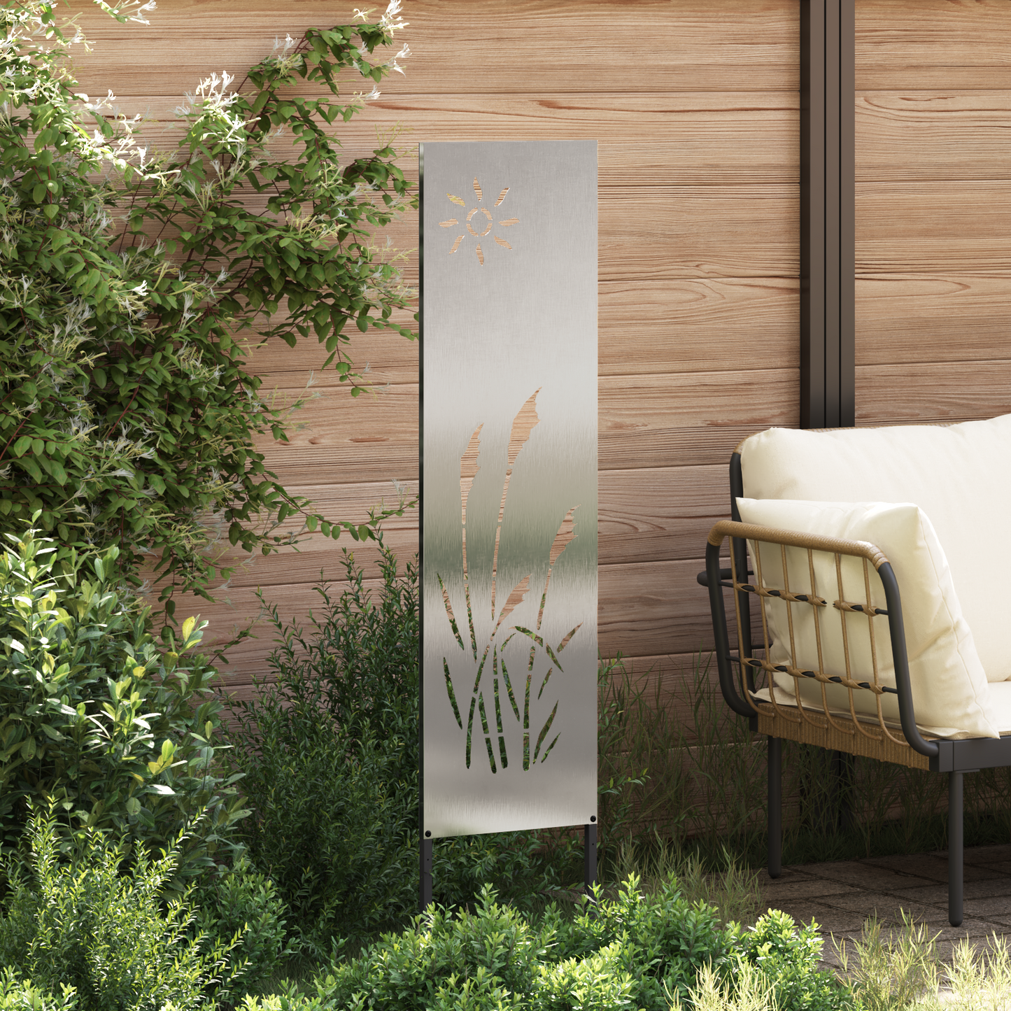 Garten Sichtschutz-Leinwand Silber 32 x 140 cm Edelstahl