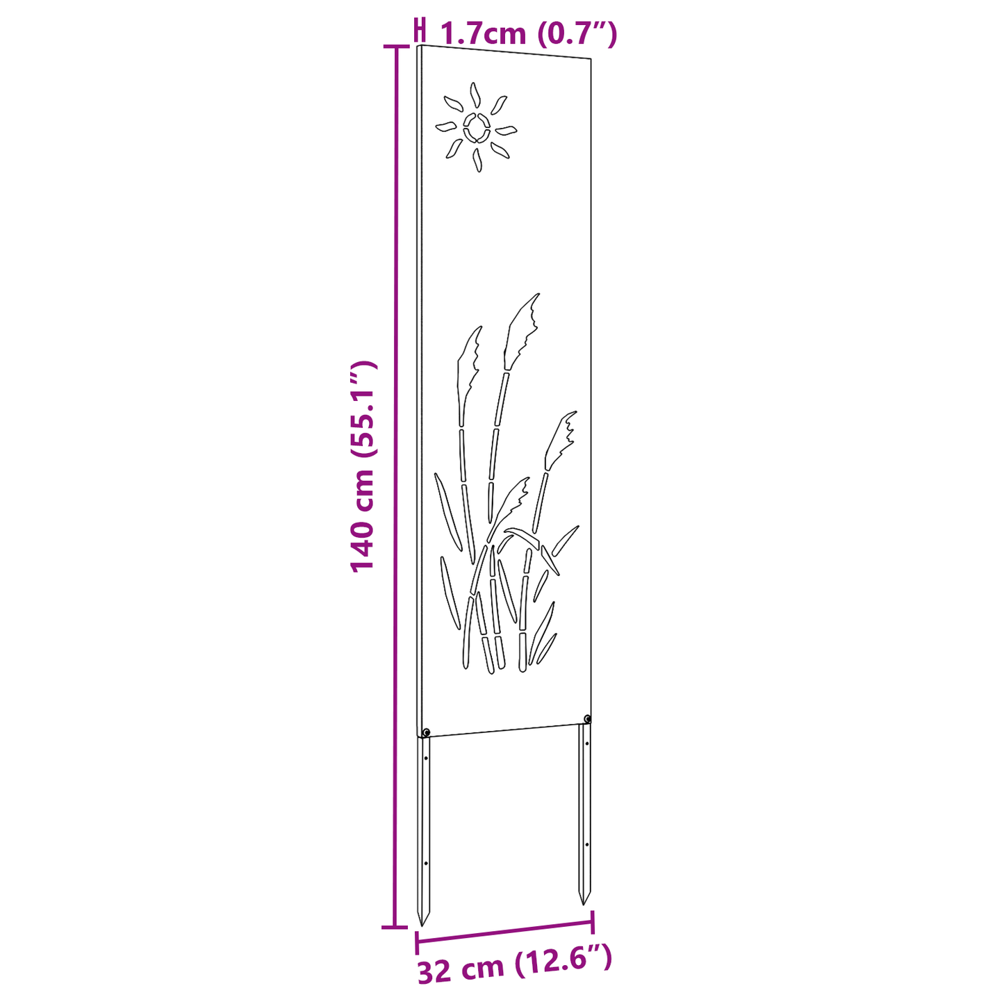 Garten Sichtschutz-Leinwand Silber 32 x 140 cm Edelstahl